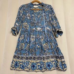 Jen’s Pirate Booty Women’s Dress Small Floral Boho Ruffle Bohemian Prairie